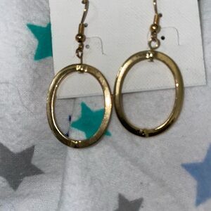 Gold Tone Oval Drop Earrings - Women Jewelry